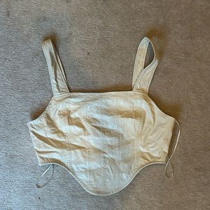 Cotton Candy LA, Faux Leather Corset top Ivory